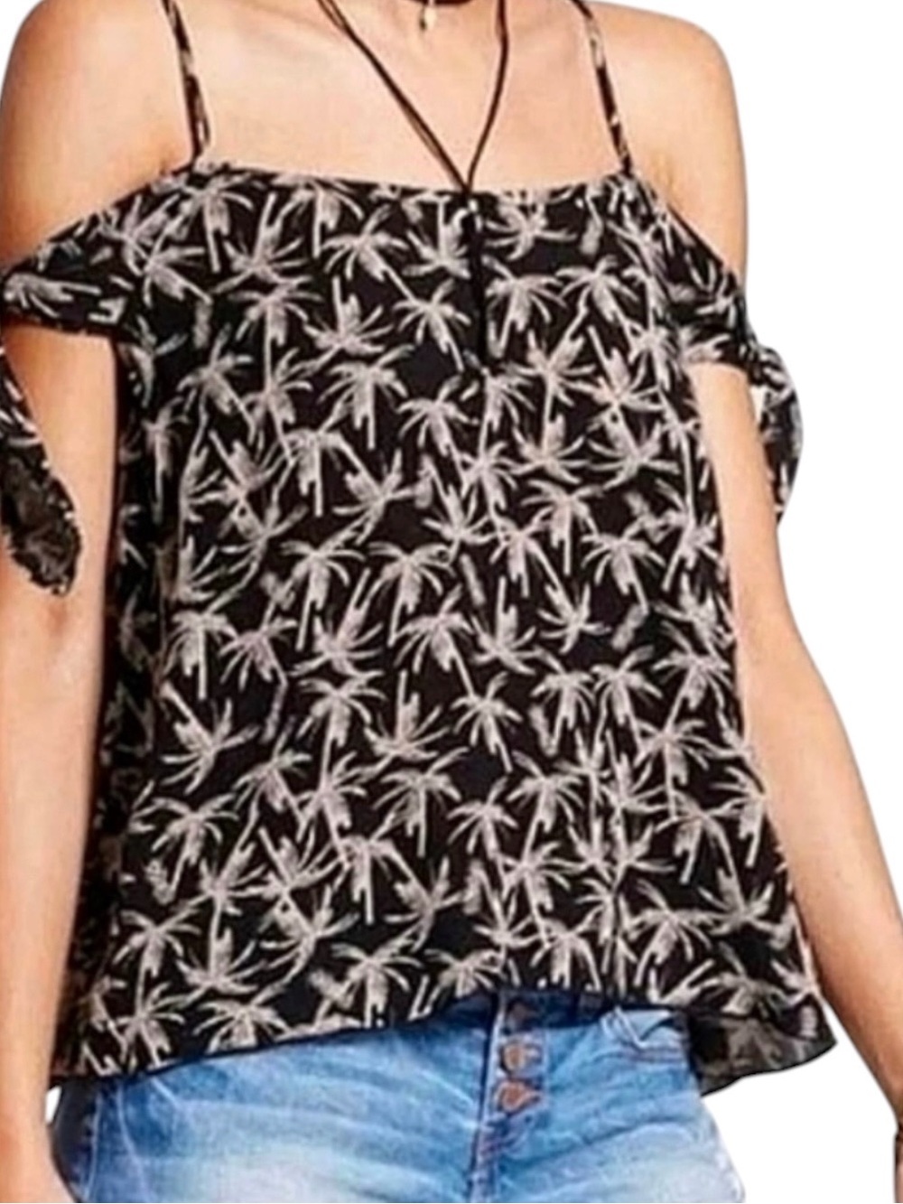 EUC MOSSIMO SUPPLY CO COLD SHOULDER BLACK BLOUSE